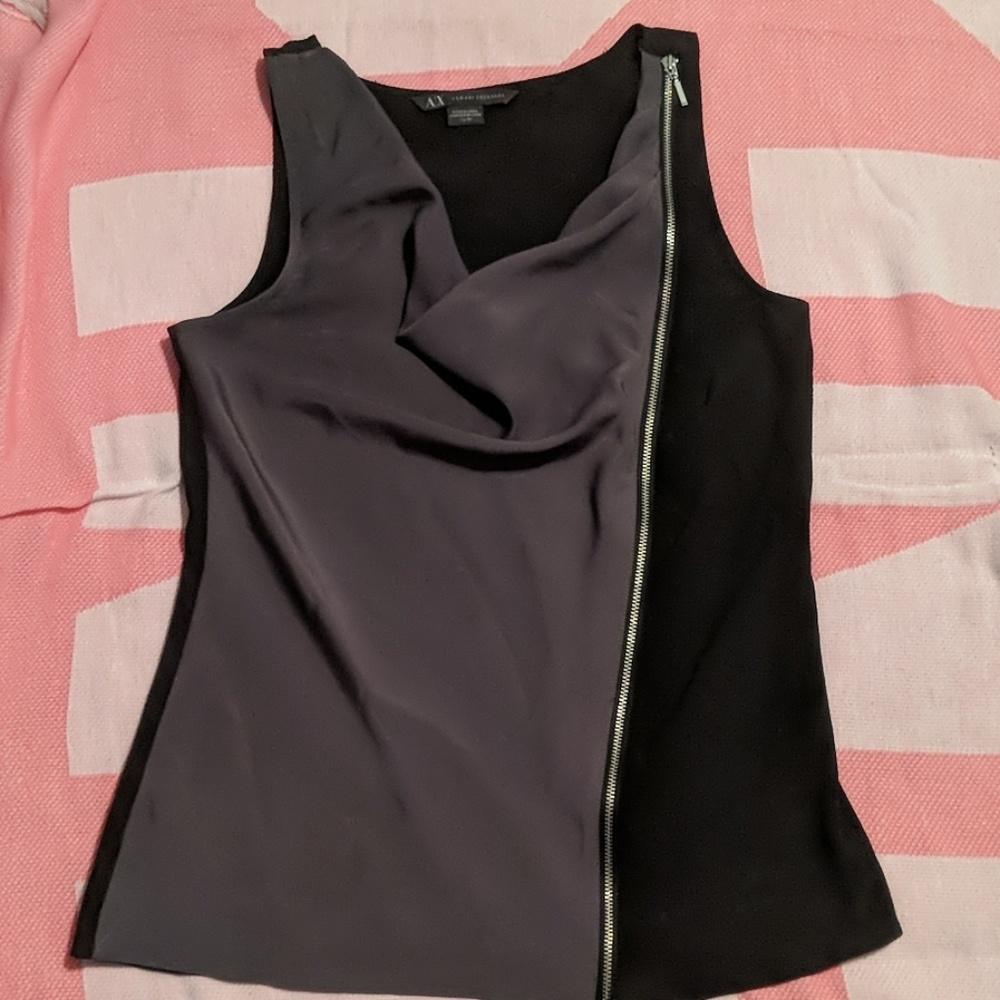 Grey & Black Blouse